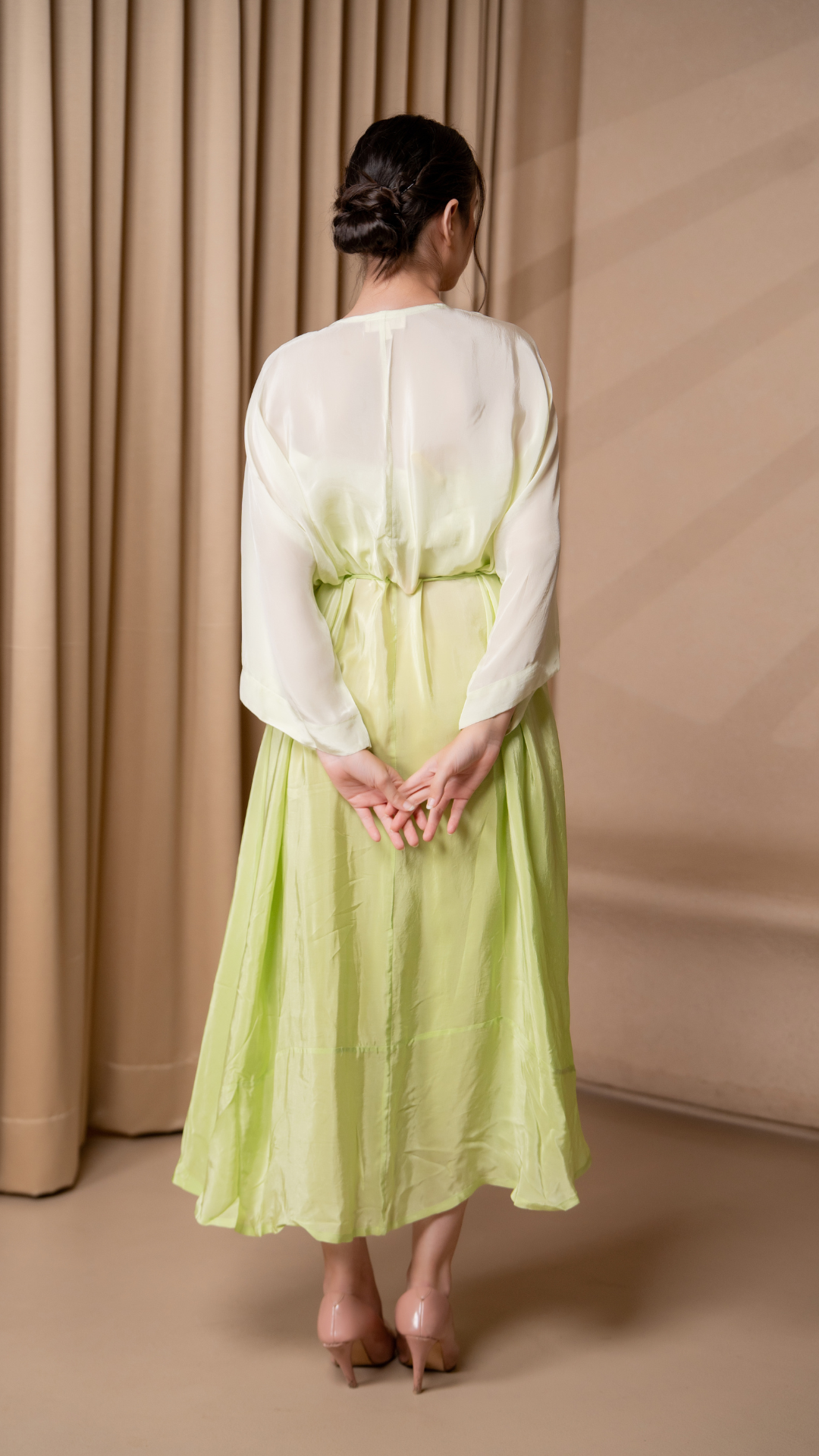 Mykonos Kimono Dress in Green MERAKHI Mykonos Kimono Dress in Green MERAKHI