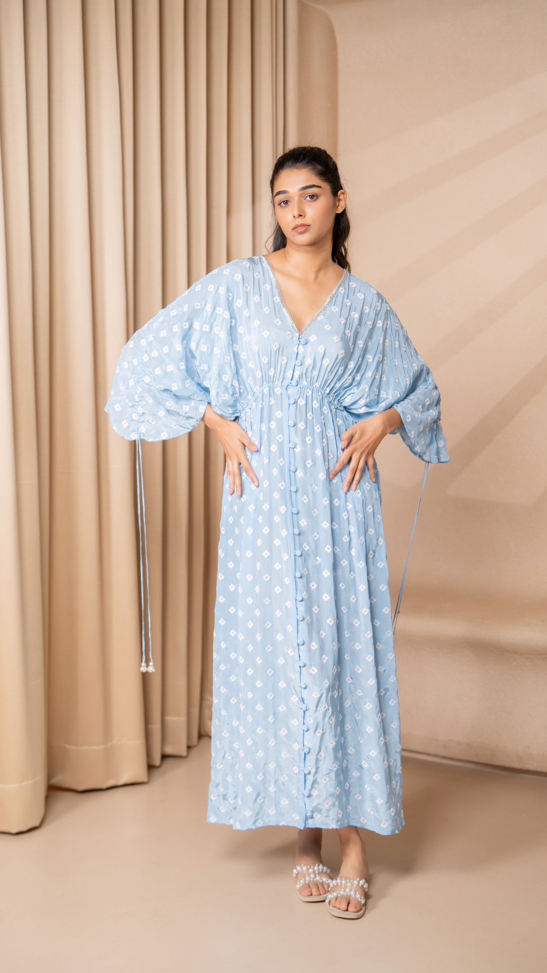 fitted lace wedding dress Goa Cape Dress in Blue – MERAKHI