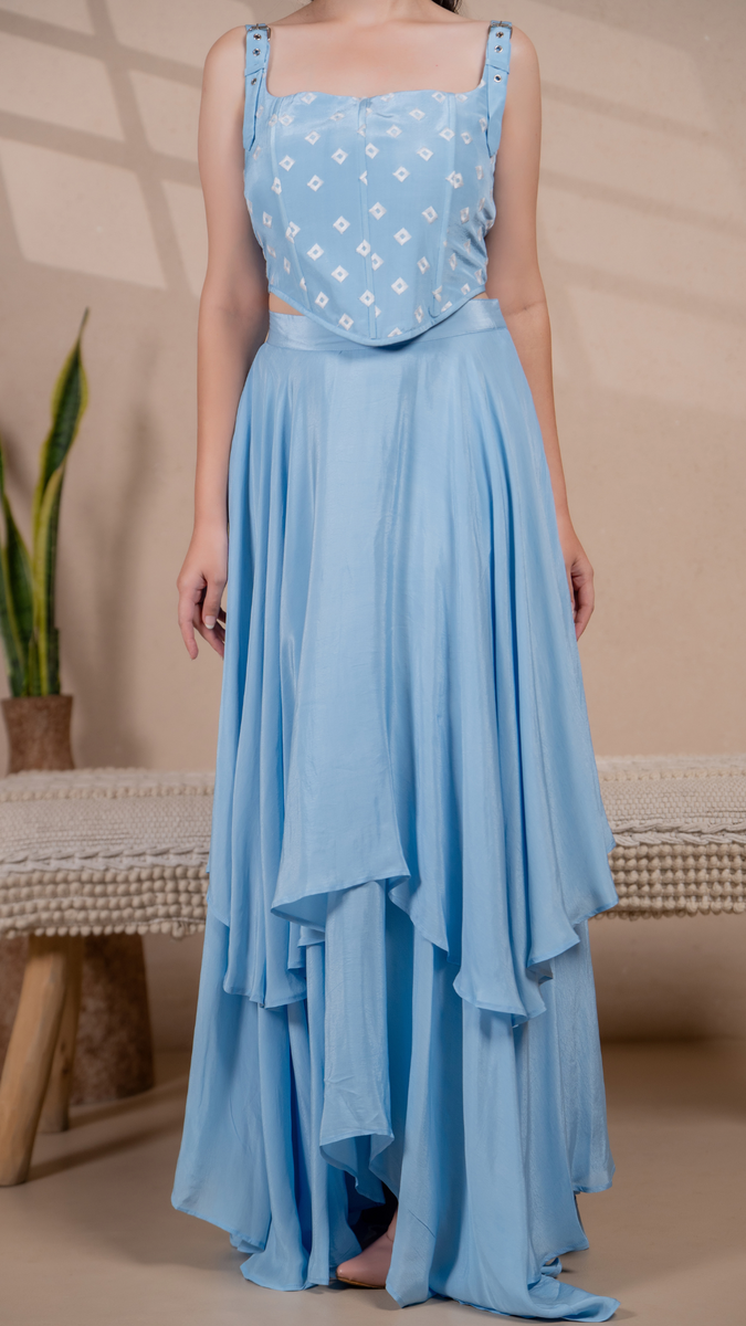 Amalfi Layered Skirt in Blue – MERAKHI