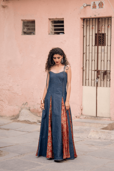 chinese dress ladies Masakali Maxi Dress (Blue) – MERAKHI