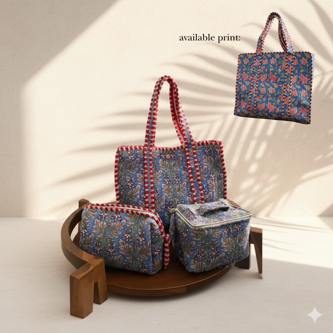 (Pre-Order) Blockprint Tote Bag Set – MERAKHI