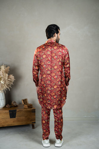 Aurora Red Kurta Pant Set