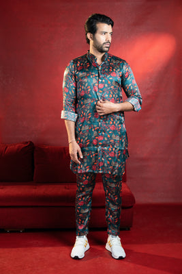 Aurora Teal Kurta Pant Set