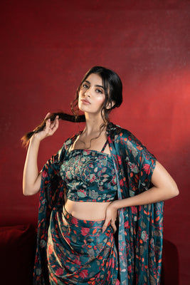 Aurora Teal Cape Set